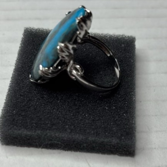 RARITIES Turquoise Sterling Silver Pear Shaped Ring Size 7 - Picture 4 of 10